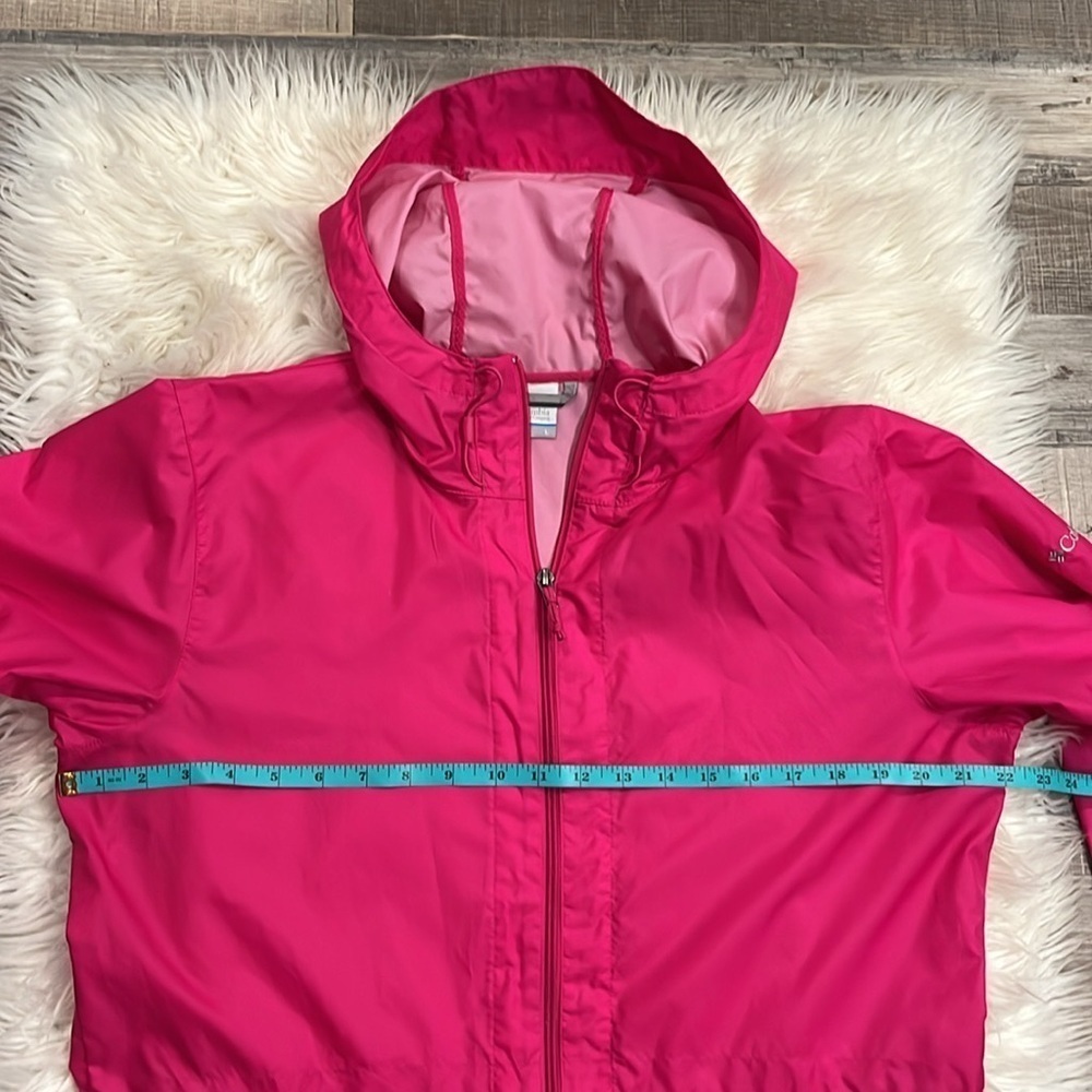 Columbia hooded windbreaker zip front jacket hot pink L - Picture 3 of 7